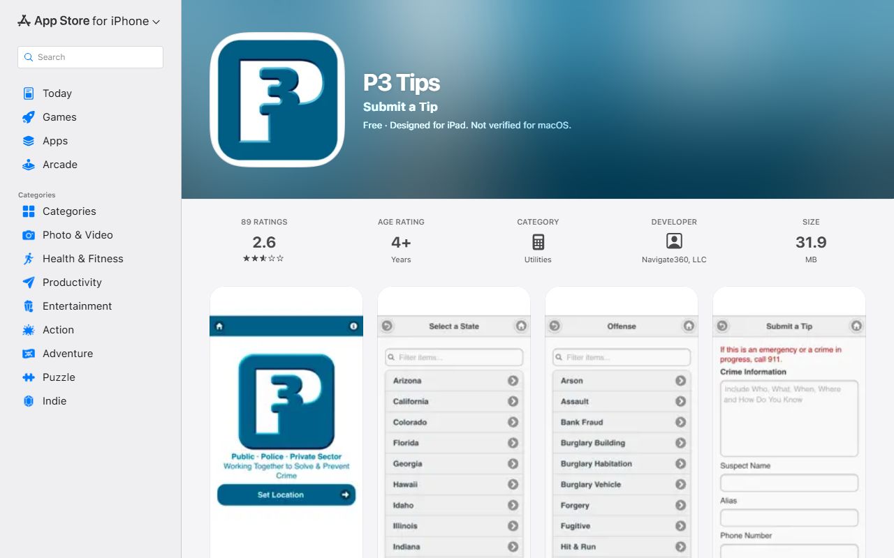 Perry County P3 Tips app is not a jail mugshot roster