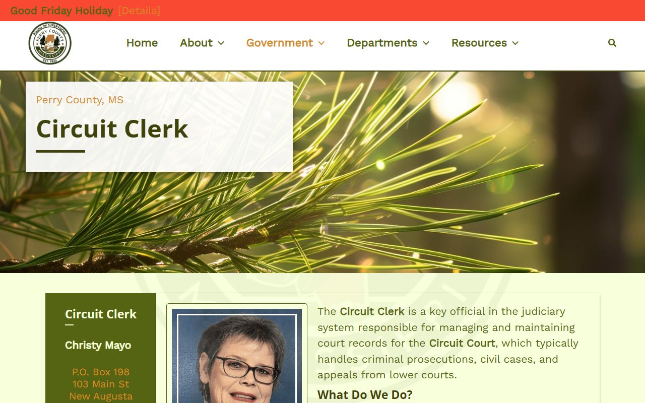 Perry County court records after arrest Circuit Clerk contact